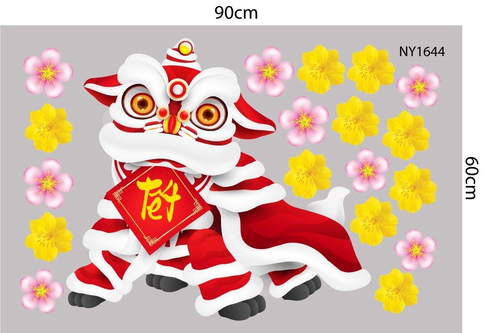Combo Decal Trang Trí Tết Ất Tỵ thần tài gõ cửa đón xuân như ý