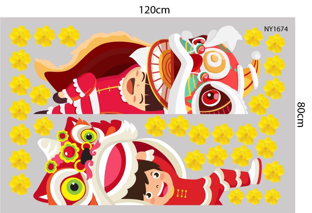 Combo Decal Trang Trí Tết đôi rắn xanh đỏ du xuân