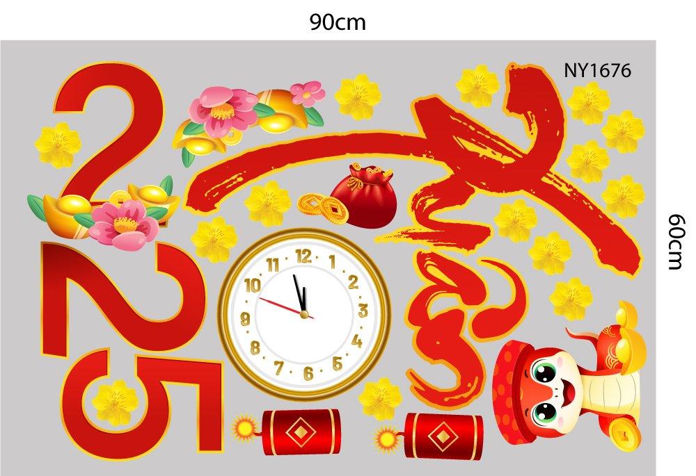 Combo Decal Trang Trí Tết đôi rắn xanh đỏ du xuân