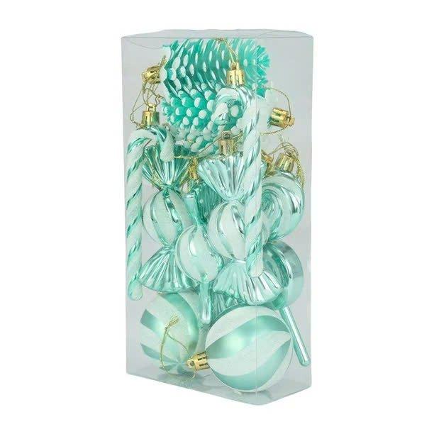 Hộp châu kẹo nhiều họa tiết nhiều màu treo trang trí noel