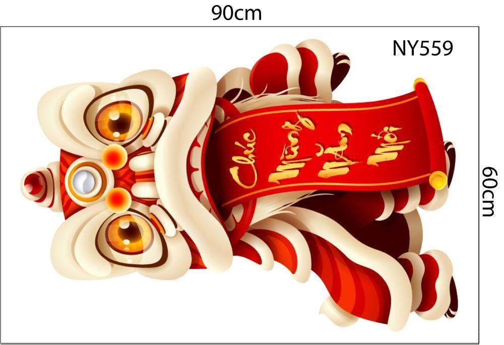 Combo Decal Trang Trí Tết Ất Tỵ lồng đèn đỏ tết an khang