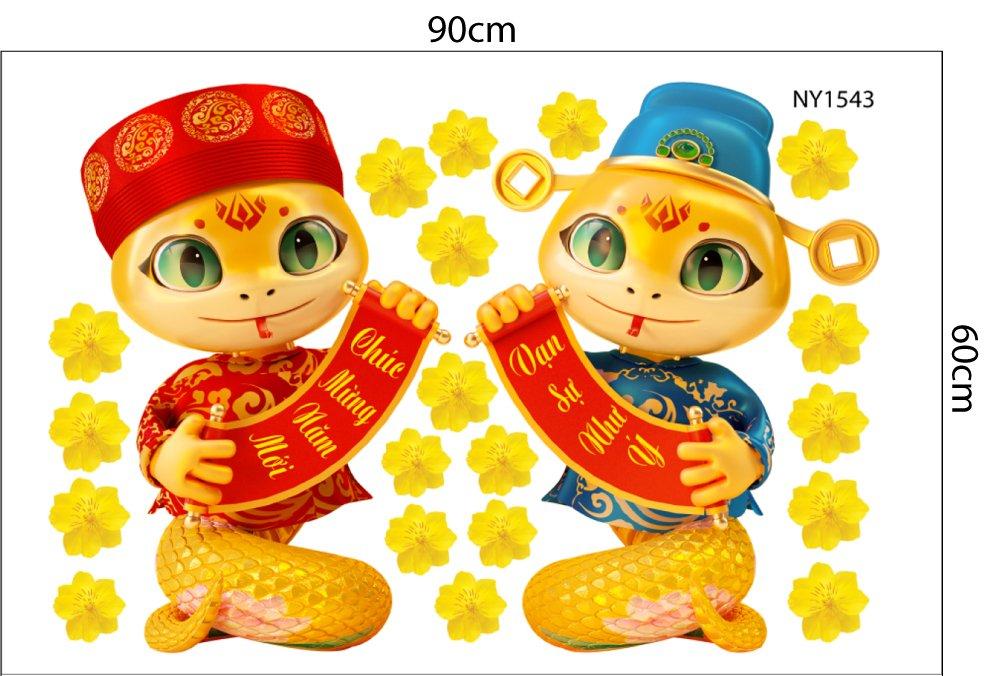Combo Decal Trang Trí Tết Ất Tỵ túi tiền vàng tài lộc may mắn năm mới