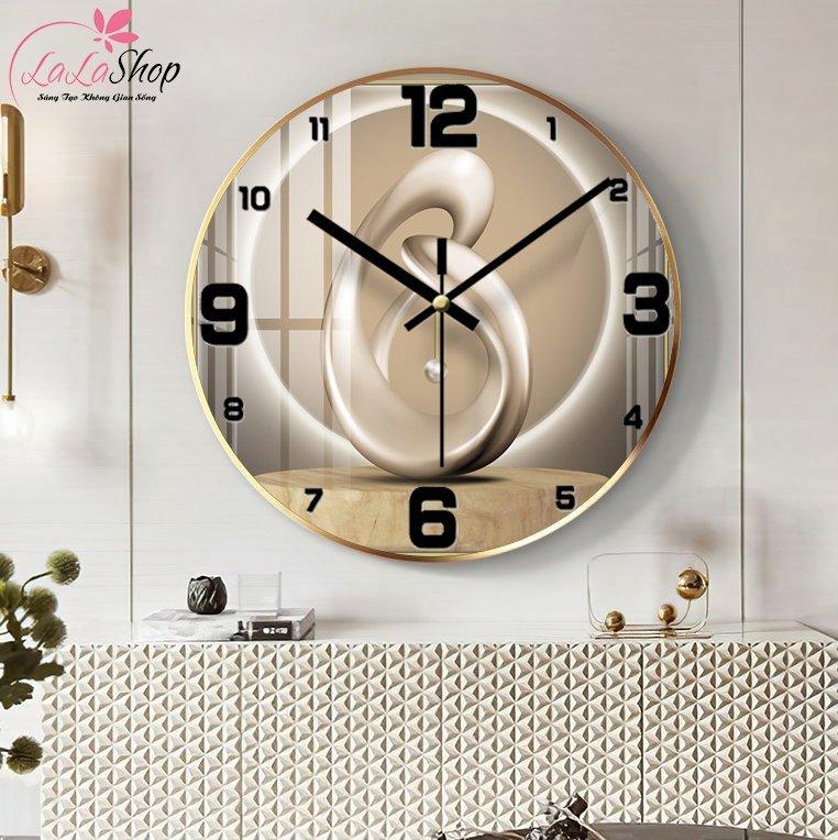 (Viền Vàng) Đồng hồ treo tường đẹp mẫu nghệ thuật size 40cm Tráng Gương S