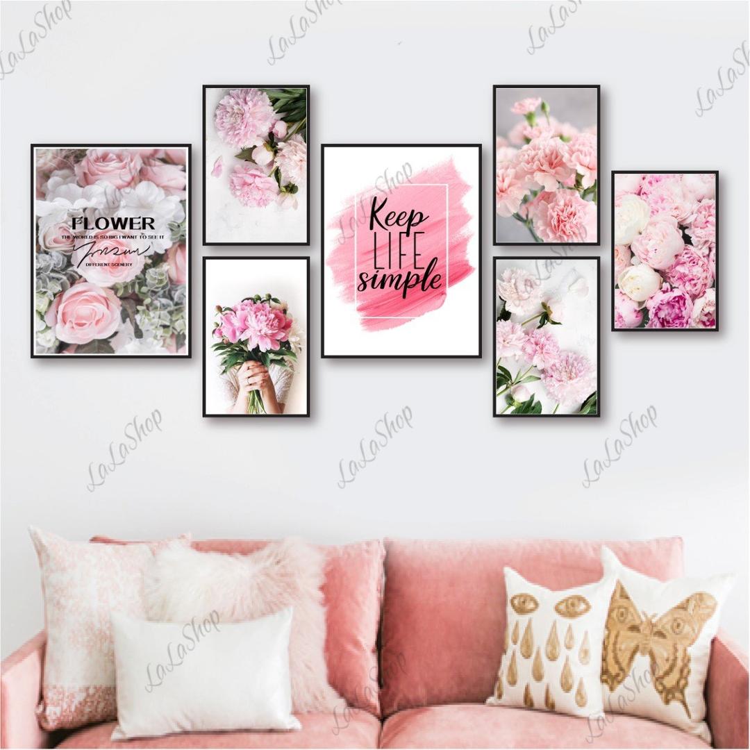 Set 7 Tranh Dán Tường Hoa Hồng Nghệ Thuật Mẫu 2 Có Keo Sẵn (gồm 5 tranh 10x15cm và 2 tranh 15x20cm) S