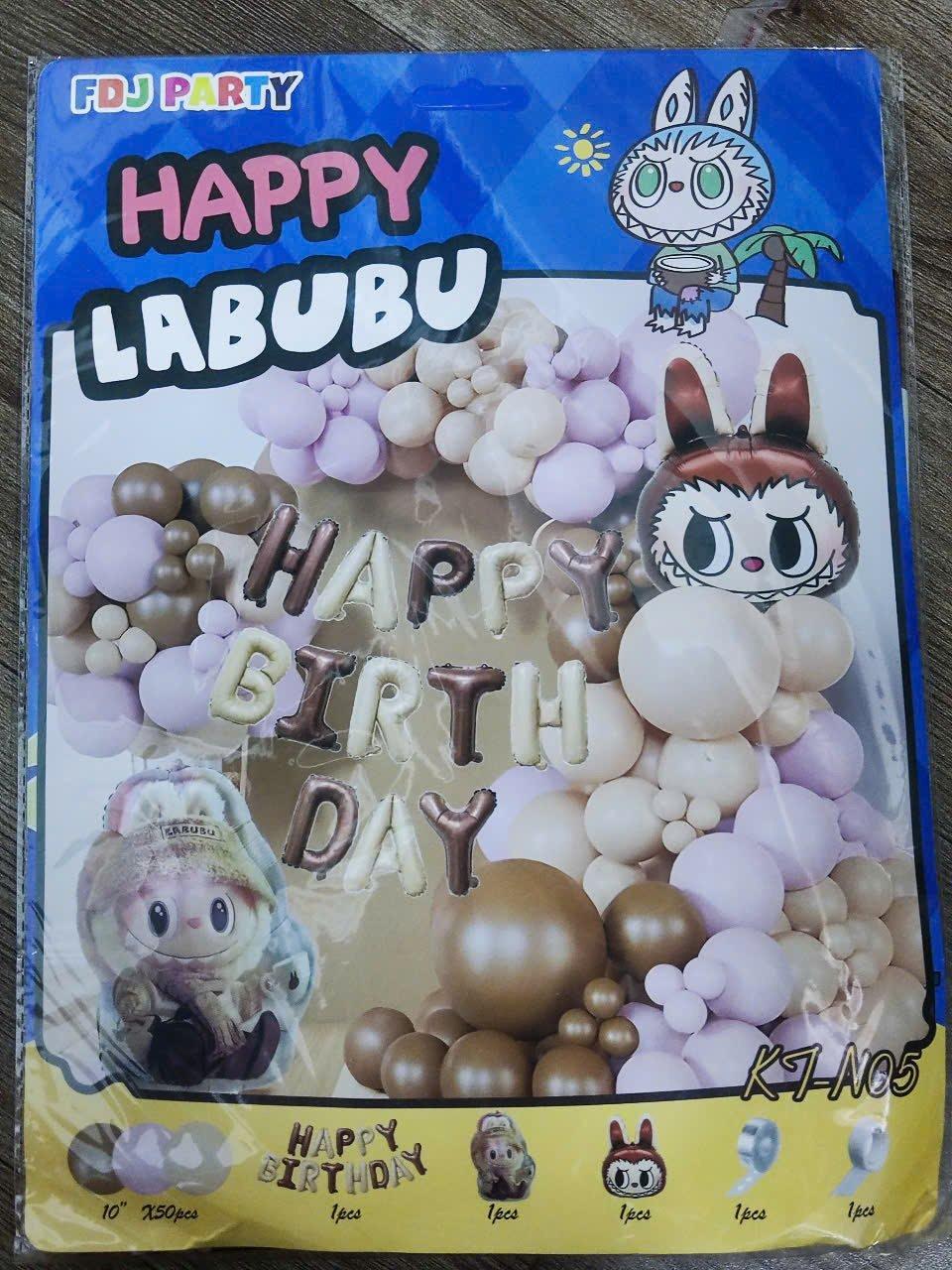 Set Bong Bóng Trang Trí Sinh Nhật Happy Birthday Labubu