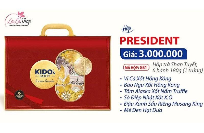 Hộp 6 bánh Kido President kèm Trà Shan Tuyết thượng hạng 