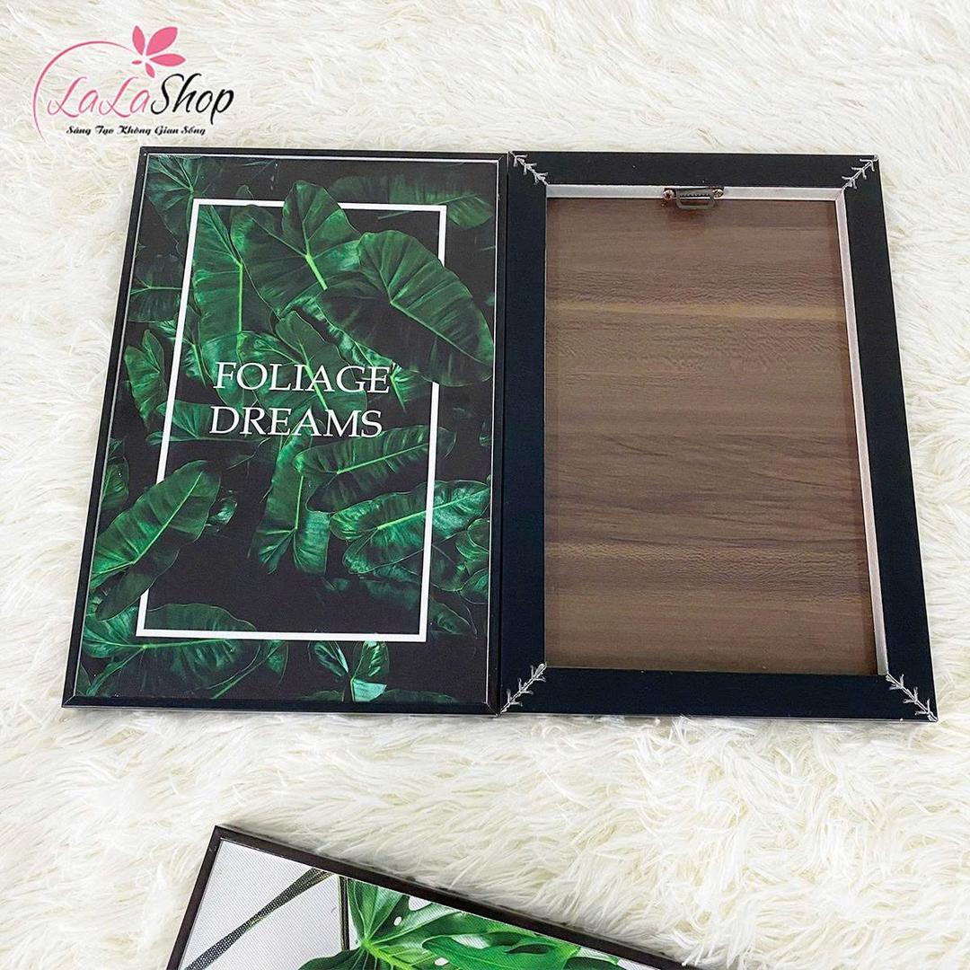 Tranh treo tường bộ 3 tấm phong cảnh lá xanh Green world