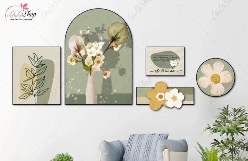 tranh formex bình hoa và lá nghệ thuật 