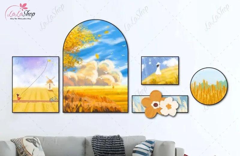 Tranh formex cô bé và cánh đồng tuổi thơ