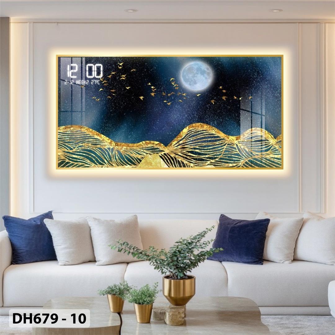 Tranh Đồng Hồ Điện Tử Pha Lê Đèn Led Treo Tường Đa Dạng Mẫu Sang Trọng Cao Cấp
