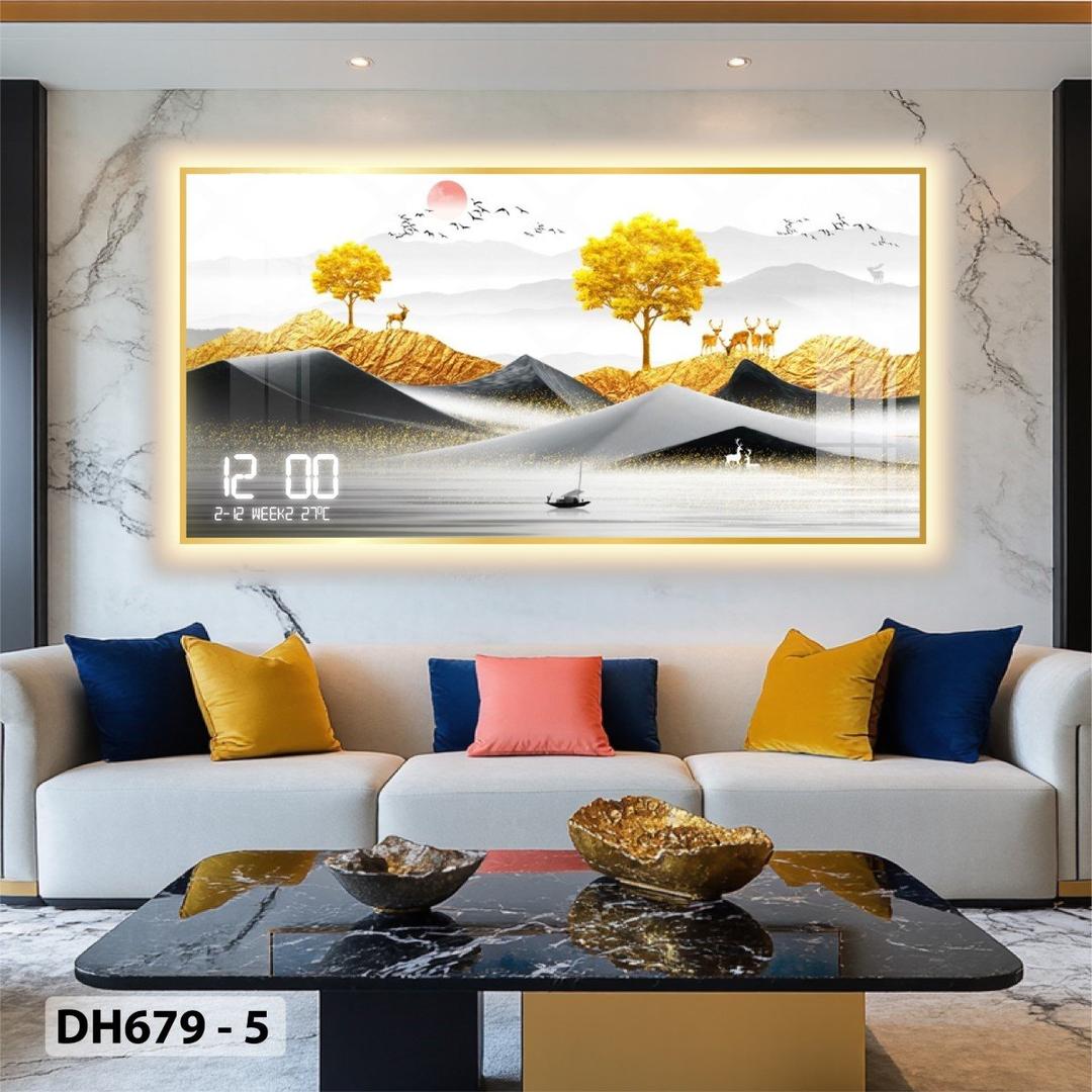 Tranh Đồng Hồ Điện Tử Pha Lê Đèn Led Treo Tường Đa Dạng Mẫu Sang Trọng Cao Cấp