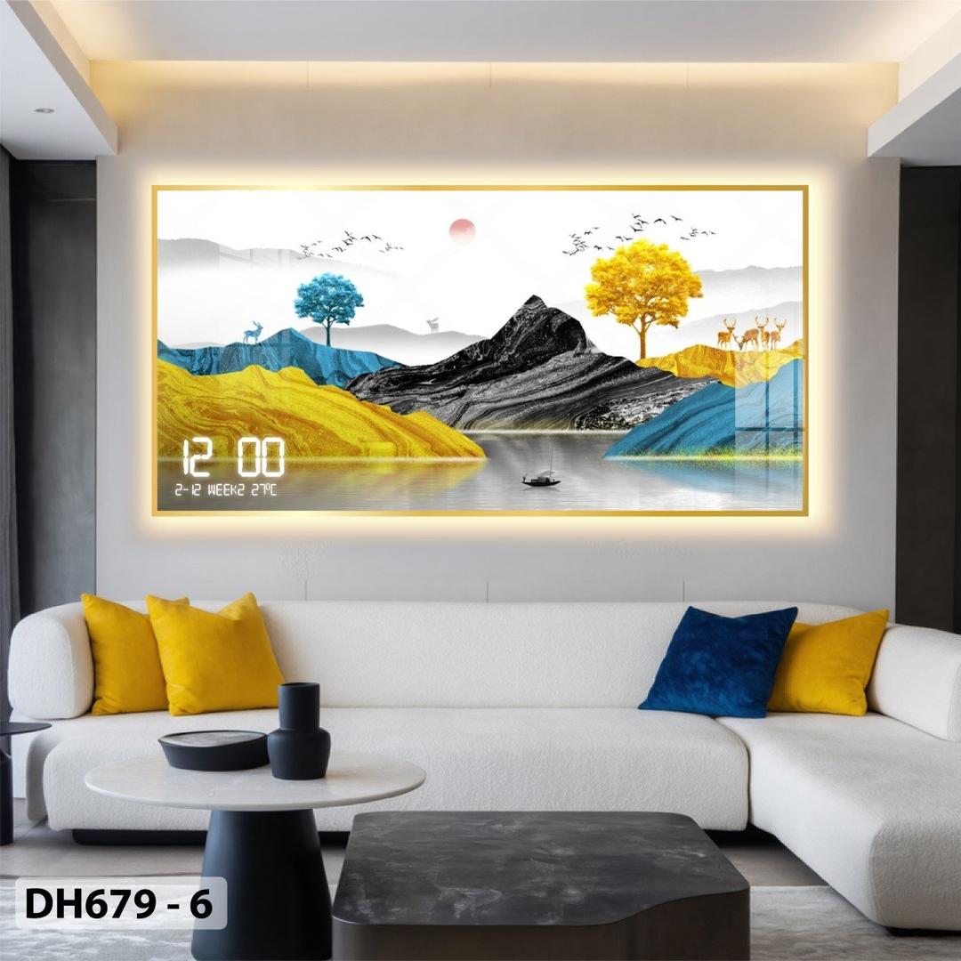 Tranh Đồng Hồ Điện Tử Pha Lê Đèn Led Treo Tường Đa Dạng Mẫu Sang Trọng Cao Cấp