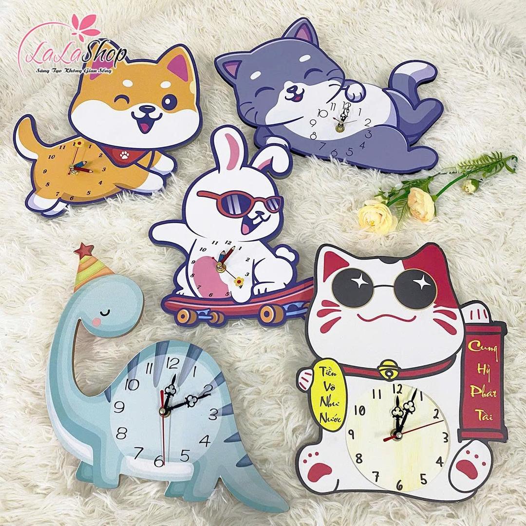 Đồng Hồ Gỗ Treo Tường Hình Chó Shiba
