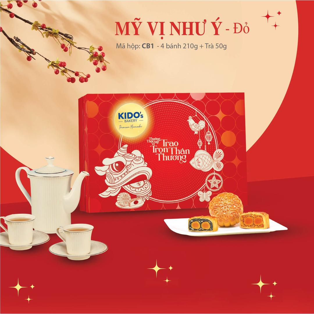 Hộp 4 Bánh Trung Thu Kido Mỹ Vị Như Ý Đỏ (CB1)