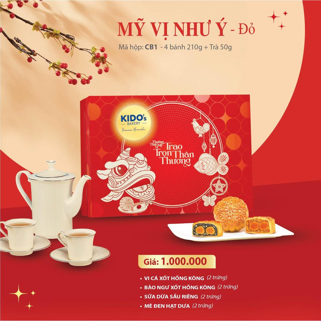 Hộp 4 Bánh Trung Thu Kido Mỹ Vị Như Ý Đỏ (CB1)