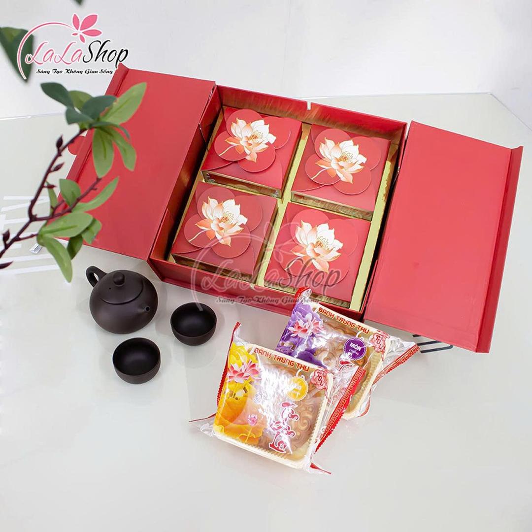Hộp 4 Bánh Trung Thu Tân Dân Lợi Ngư Hoa Vạn Phúc