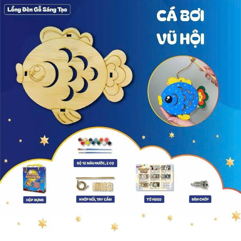 Lồng Đèn Trung Thu Bằng Gỗ Nhiều Mẫu Kèm Đèn