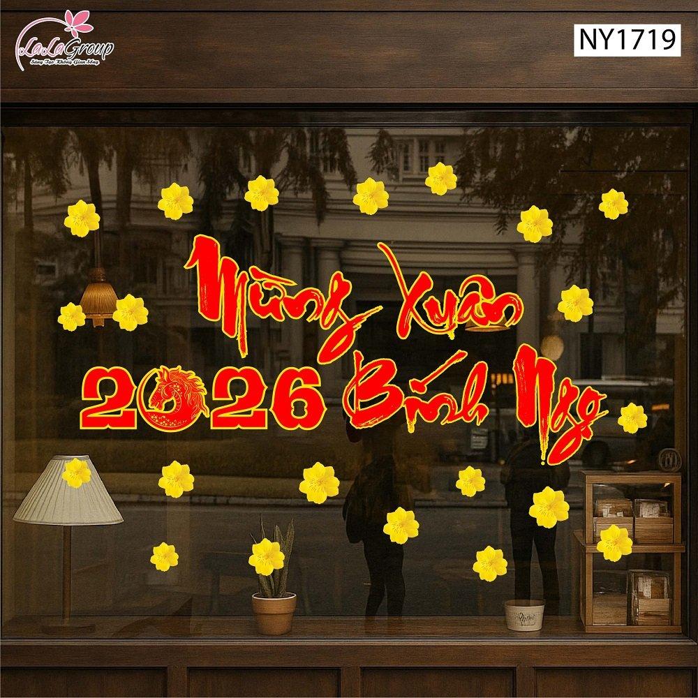 Decal Trang Trí Tết Mừng Xuân Bính Ngọ 2026