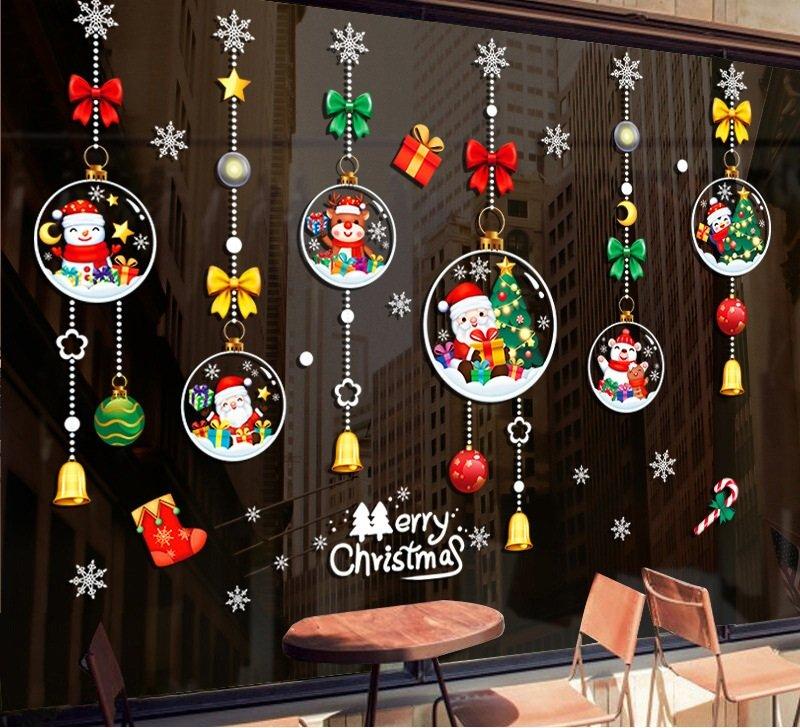 Decal Trang Trí Noel Dây Treo Ông Già Noel Và Tuần Lộc