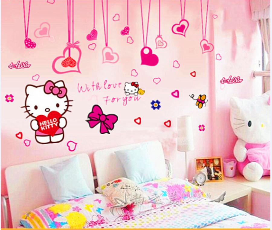Decal dán tường phòng khách và phòng ngủ Hello Kitty