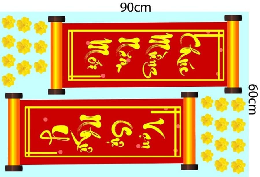 Combo Decal Trang Trí Cửa Kính Ngày Tết Túi Tiền Vàng Tài Lộc 2024