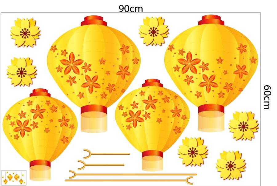 Combo Decal Trang Trí Tết Mèo Thần Tài Và Lân 2024