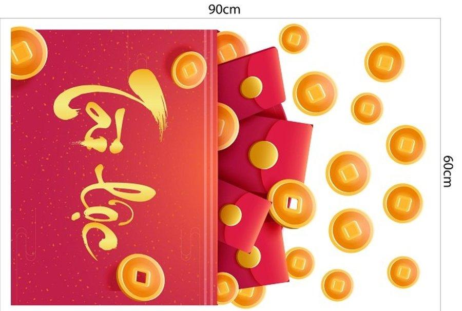 Combo Decal Trang Trí Tết Mừng Xuân Ất Tỵ Tài lộc May Mắn 2025