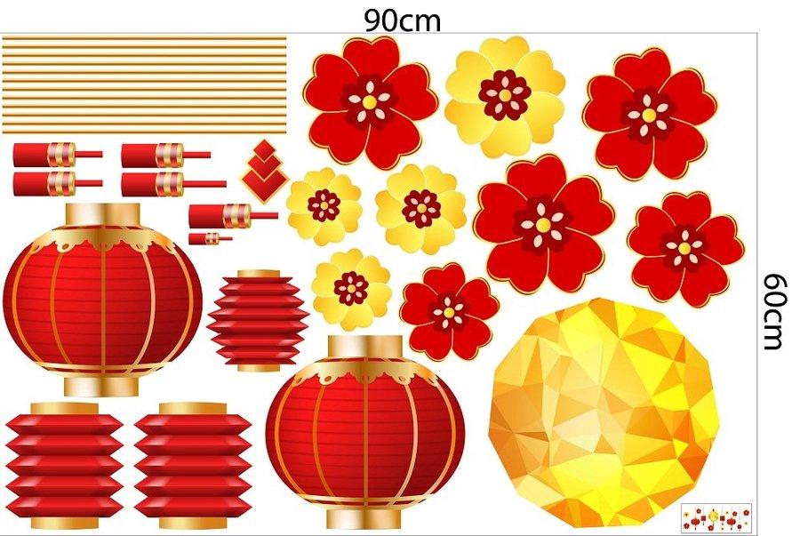 Combo Decal Trang Trí Tết Ất Ty 2025 Tài Lộc Thịnh Vượng