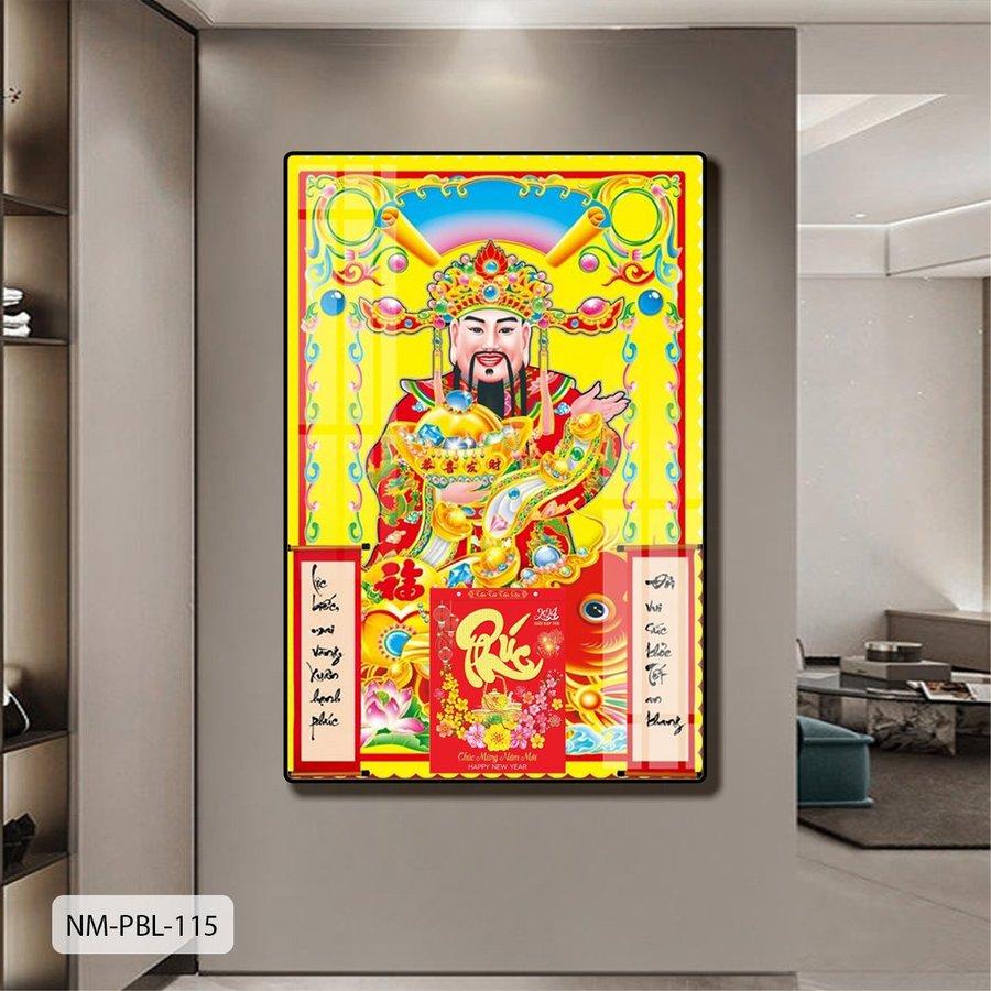 Lịch Tết Tranh Tráng Gương Treo Tường Thần Tài Mẫu 4 2025