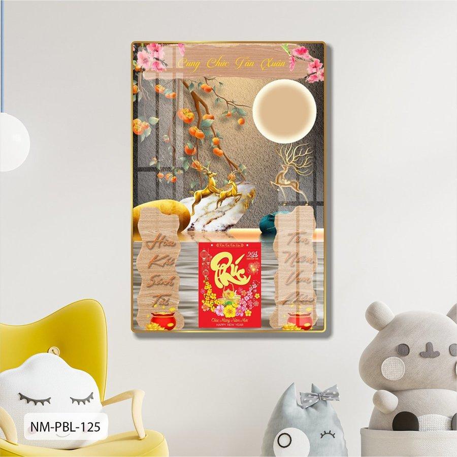 Lịch Tết Tranh Tráng Gương Treo Tường Đôi Hươu Vàng Nghệ Thuật mẫu 1 2025