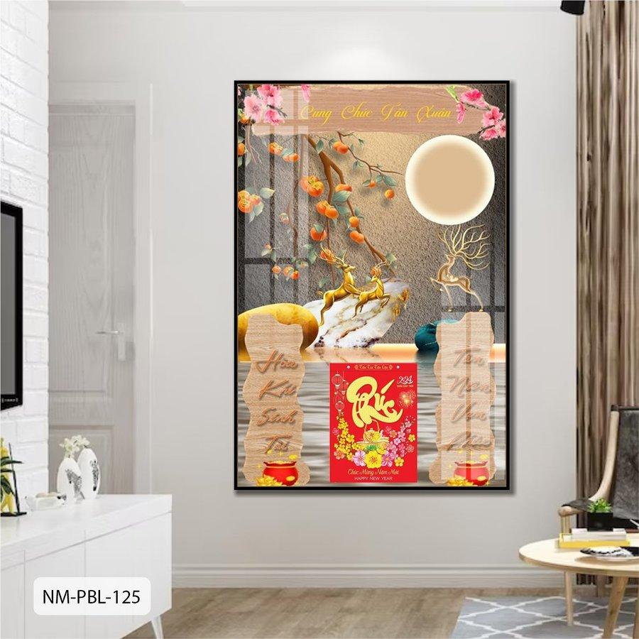 Lịch Tết Tranh Tráng Gương Treo Tường Đôi Hươu Vàng Nghệ Thuật mẫu 1 2025