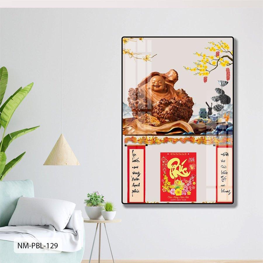 Lịch Tết Tranh Tráng Gương Treo Tường Phật Di Lặc Tài Lộc