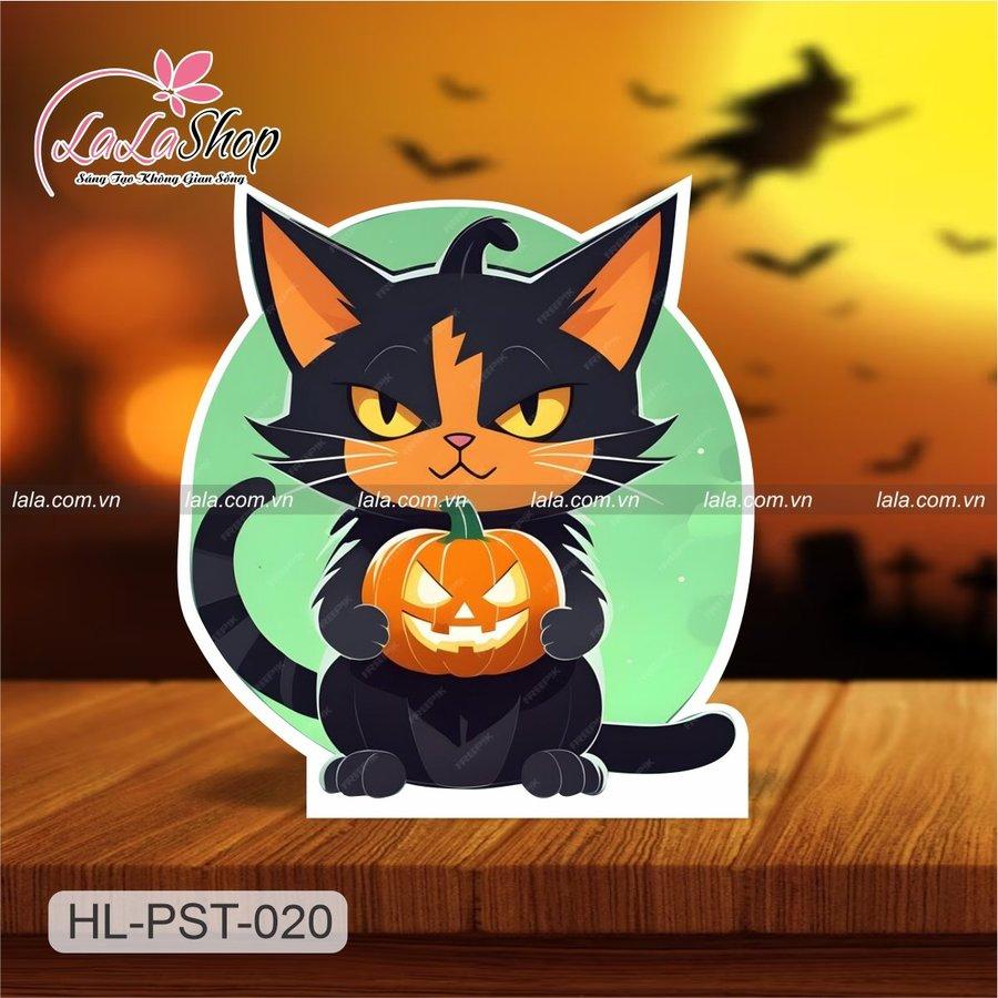 Standee Trang Trí Halloween Mèo Đen Và Bí Ngô Ma Quái Mẫu 1