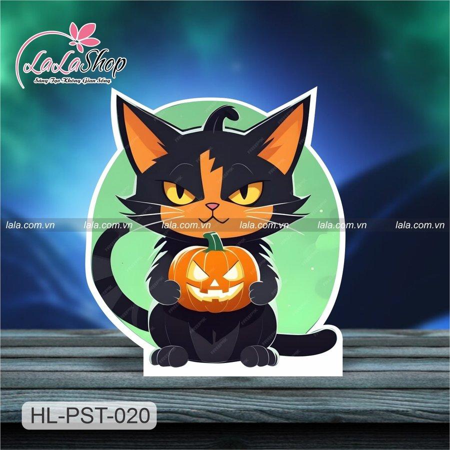 Standee Trang Trí Halloween Mèo Đen Và Bí Ngô Ma Quái Mẫu 1