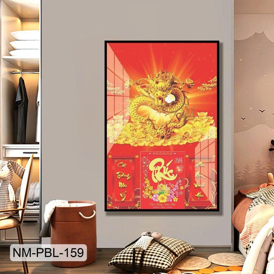 Lịch Tết Tranh Tráng Gương Treo Tường Rồng Vàng Mẫu 3 2025