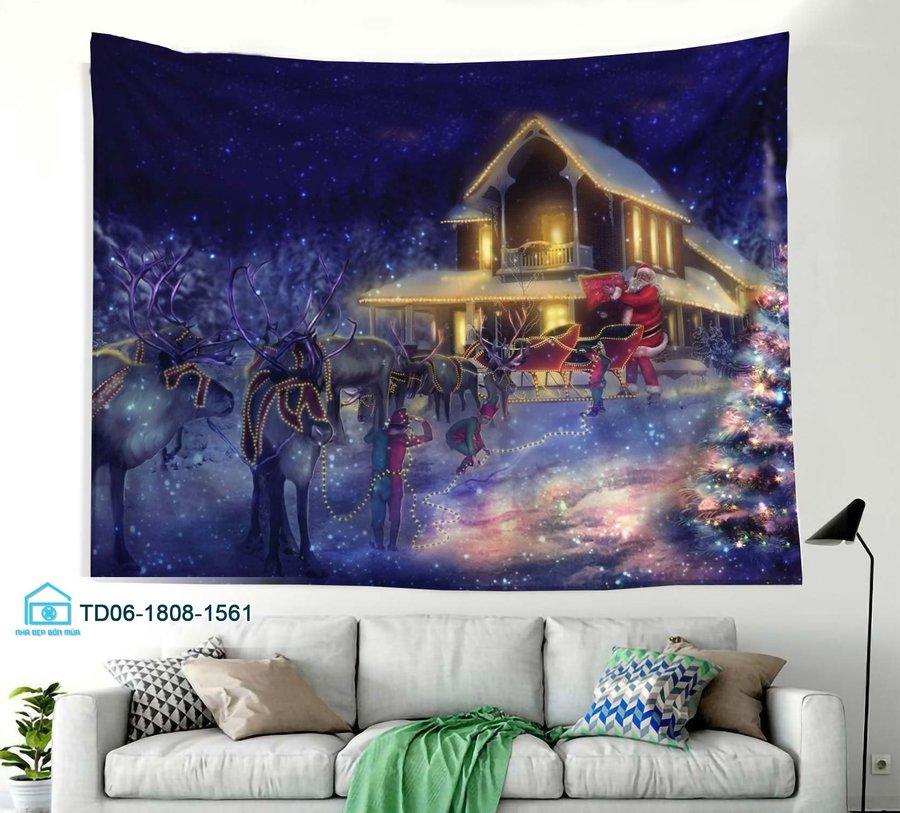 Tranh Vải Treo Tường Trang Trí Noel Ngôi Nhà Ông Già Noel