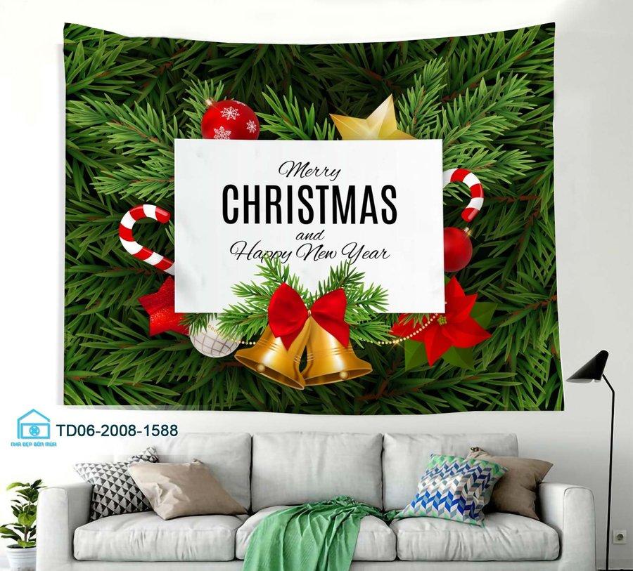 Tranh Vải Treo Tường Trang Trí Noel Merry Christmas & Happy New Year Mẫu 4
