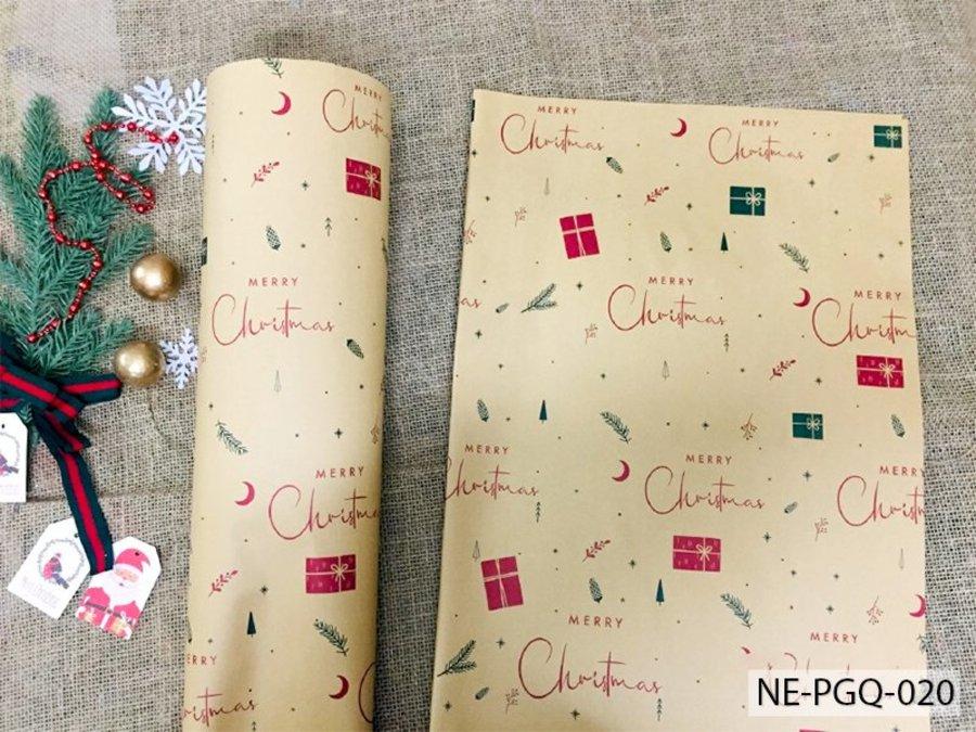 Set 5 Giấy Gói Quà Nền Vàng Merry Christmas Và Hộp Quà