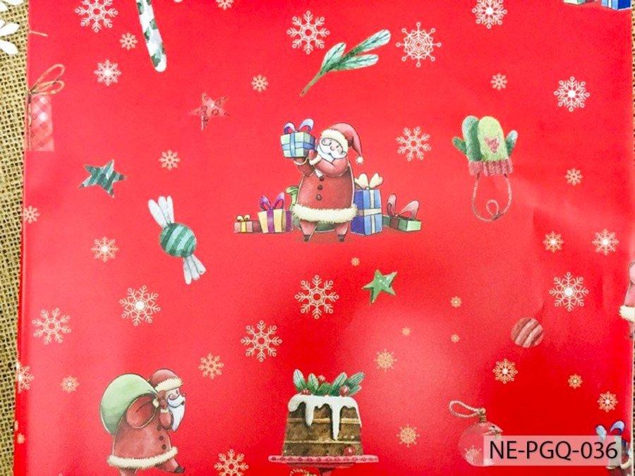 Set 5 Giấy gói quà ông già noel họa tiết noel nền đỏ