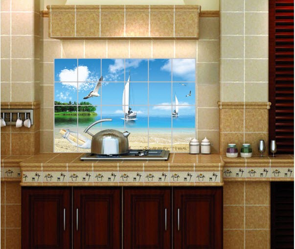 Decal nhôm dán bếp thuyền buồm