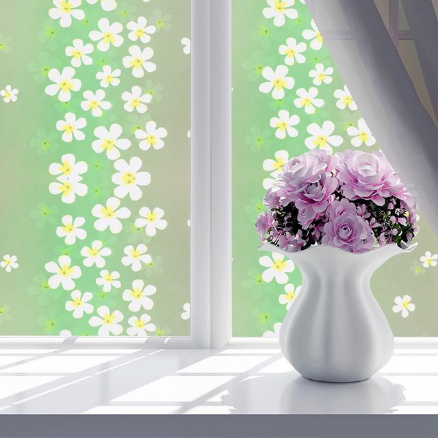 Decal cuộn kính mờ hoa 5 cánh trắng