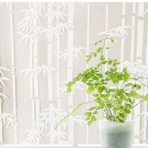 Decal cuộn kính mờ họa tiết lá trúc Octki (014)