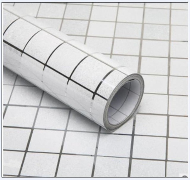 Decal Dán Bếp Họa Tiết Ô Vuông Trắng 2 Khổ 0.6m