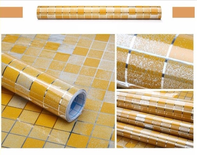 Decal Dán Bếp Họa Tiết Ô Vuông Vàng 3 Khổ 0.6m