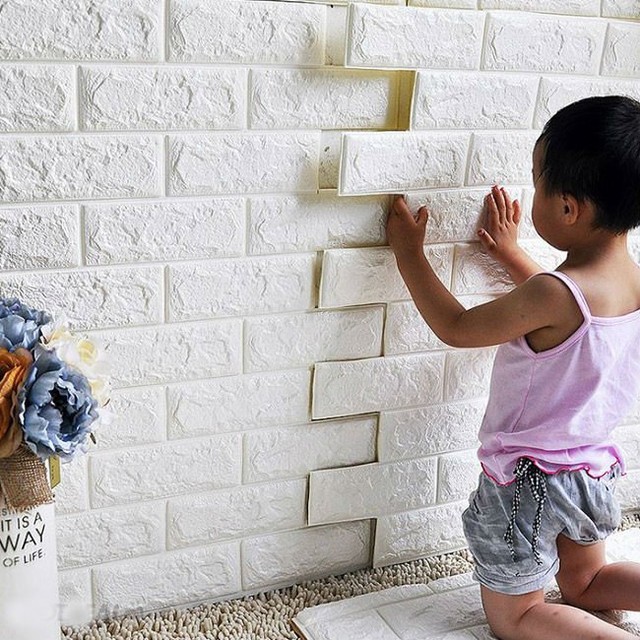 Xốp đá dán tường giá rẻ màu trắng