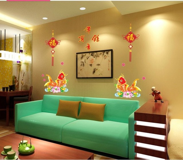Decal dán tường Cá chép đón tết