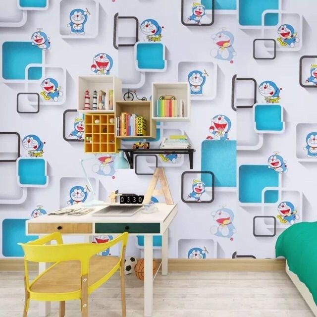 10m Giấy dán tường doremon và ô vuông