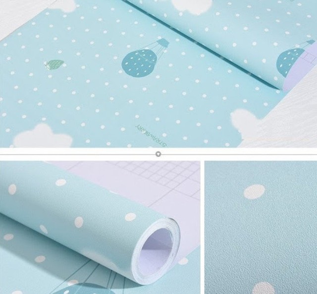 10m Giấy dán tường kinh khí cầu xanh
