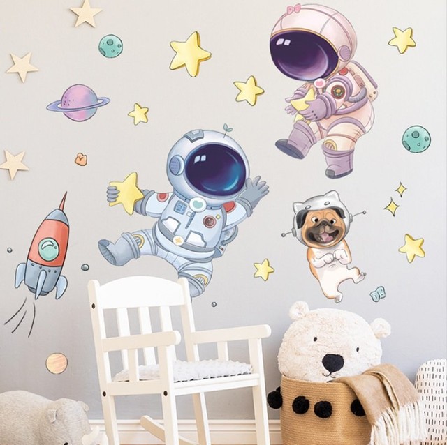Decal dán tường phi hành gia và vũ trụ