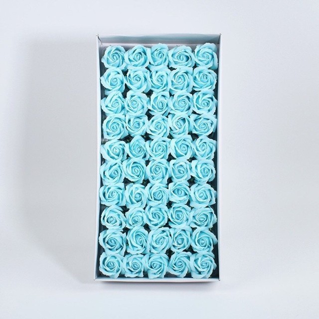 Hộp hoa hồng sáp thơm màu xanh biển 50 bông